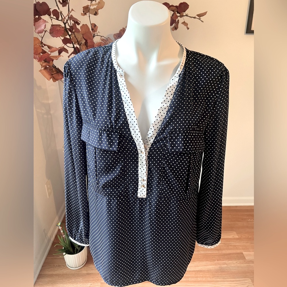 Zara Black and White Polka Dot Blouse